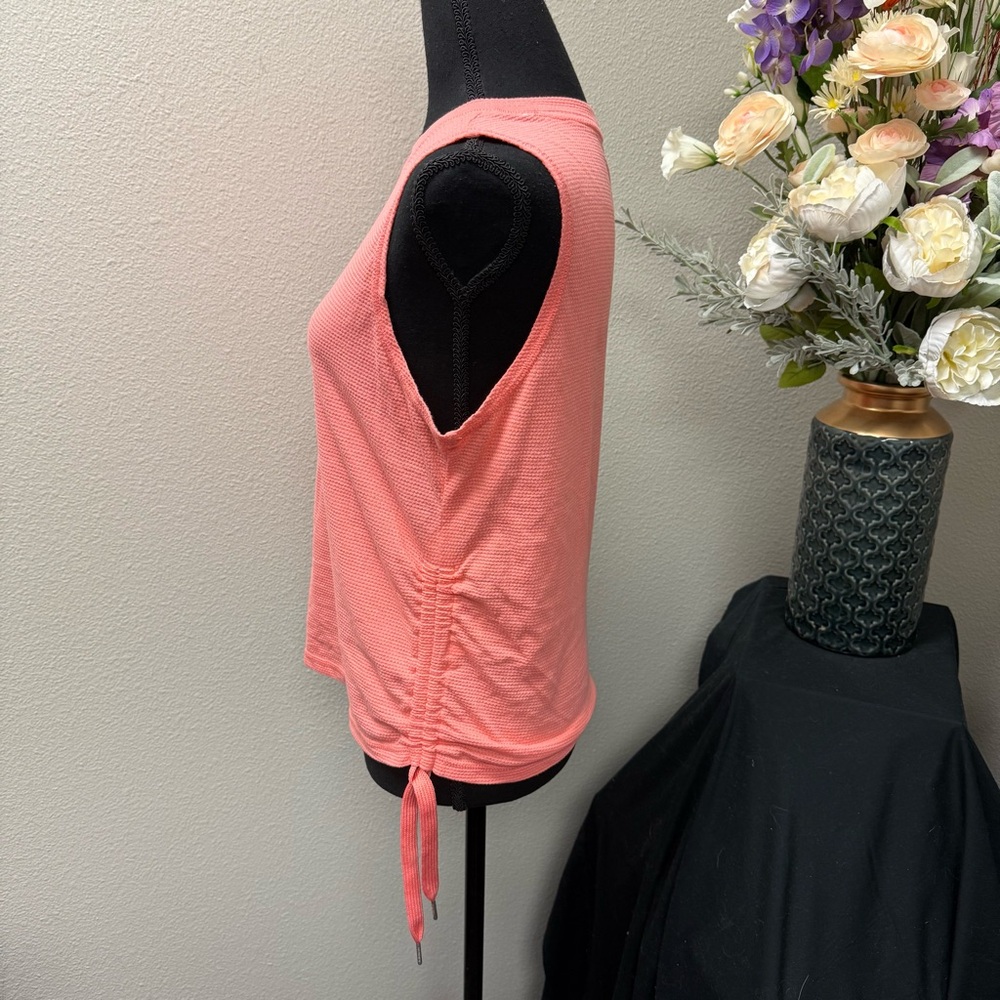Calvin Klein Performance Coral Pink Waffle Knit Sleeveless Tank Top M - Picture 2 of 6